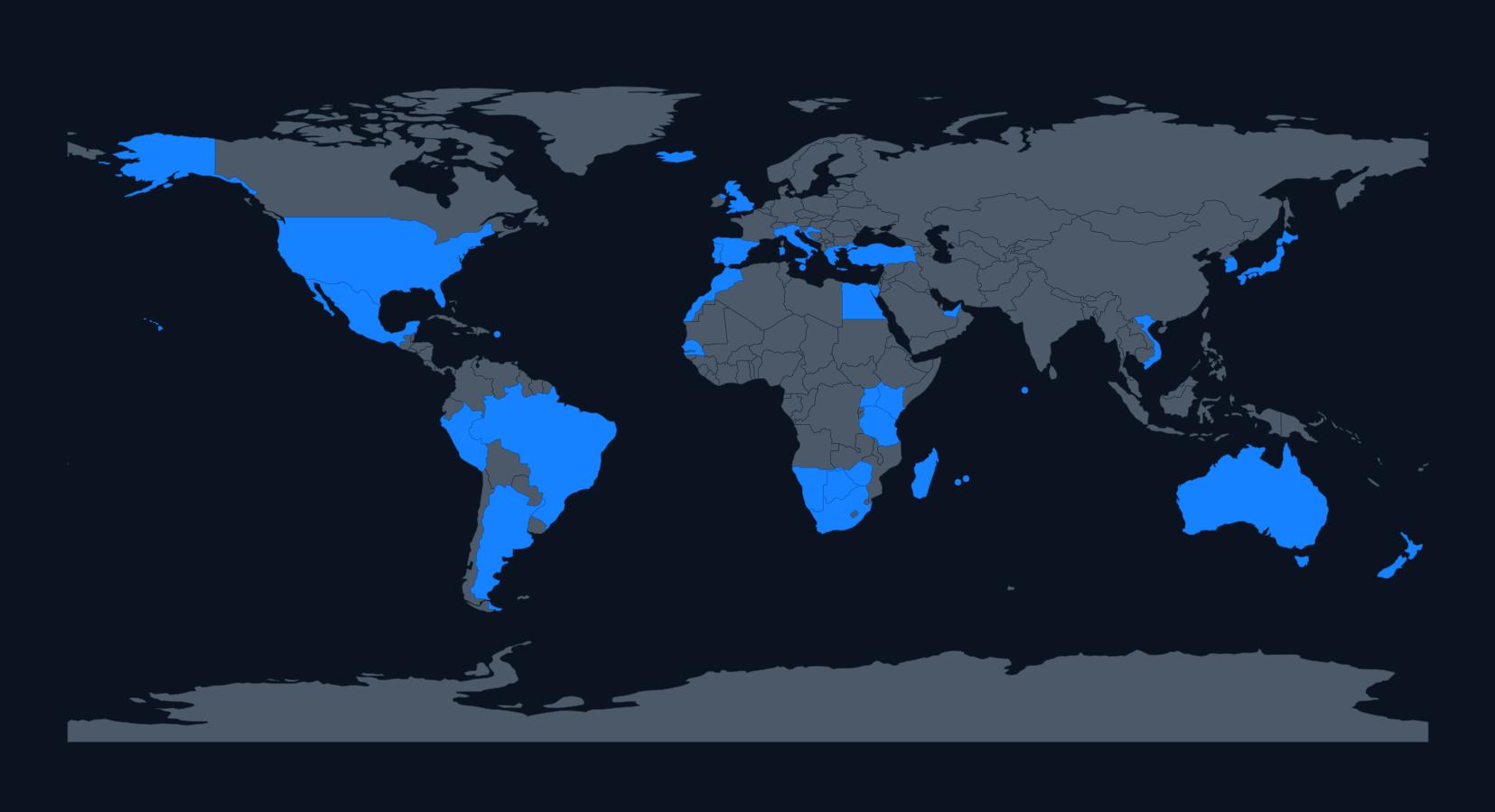 Mapa dos destinos visitados pelo LX2World